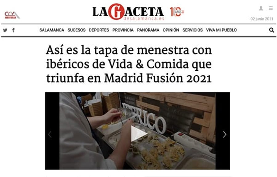 Publicación sobre Así es la tapa de menestra con ibéricos de Vida & Comida que triunfa en Madrid Fusión 2021