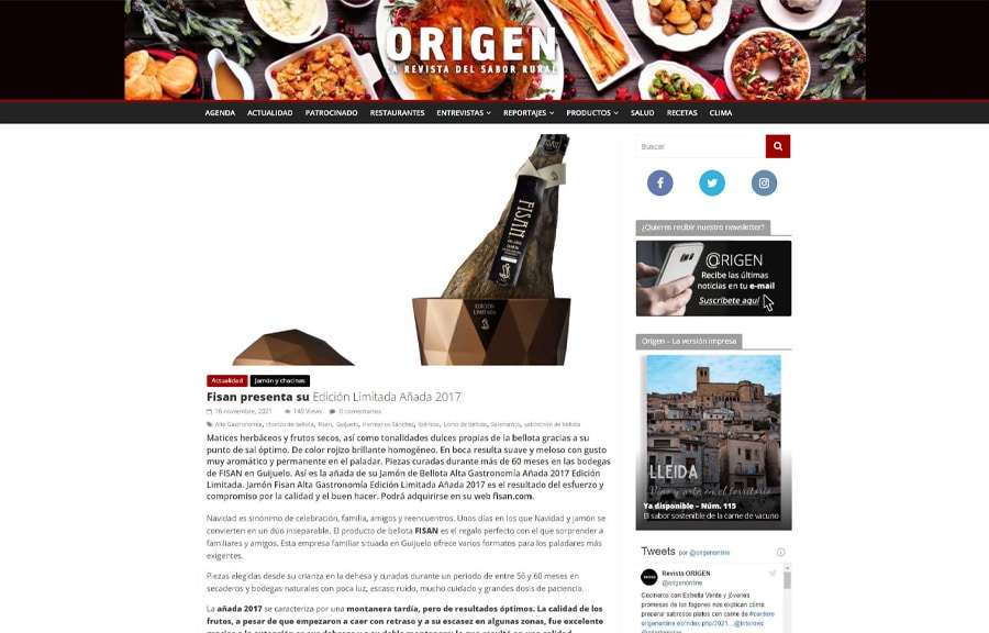 Revista Origen - FISAN presenta su edición limitada añada 2017