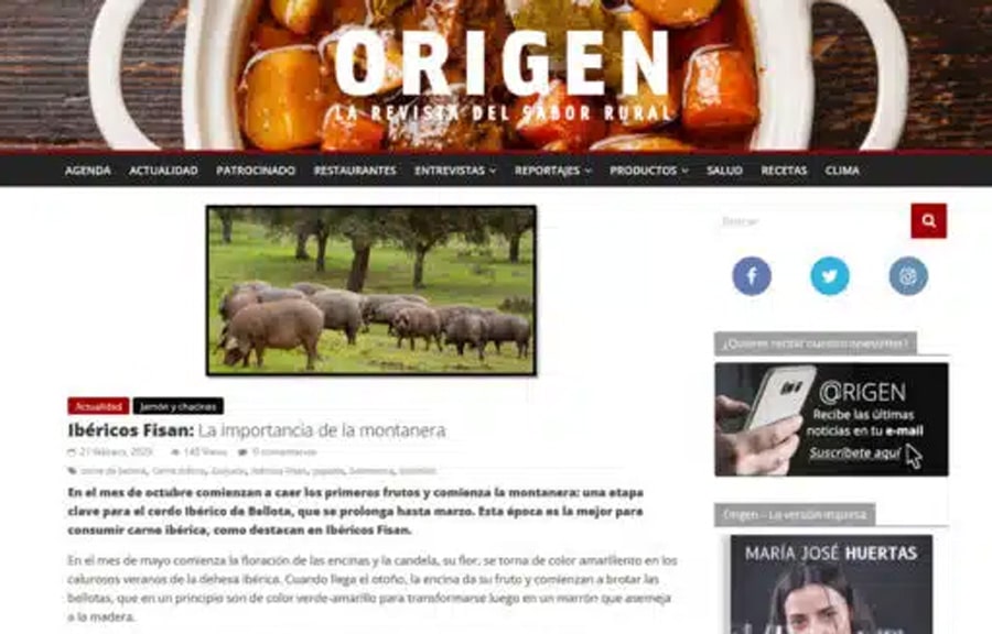 Publicación sobre FISAN y la importancia de la montanera