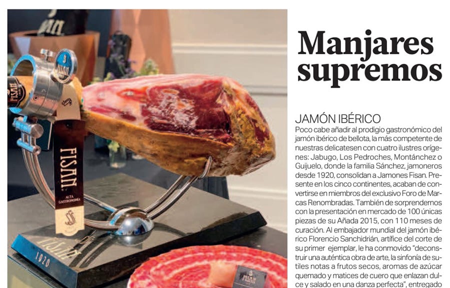 Jamón Ibérico FISAN como manjar supremo de la revista El Economista